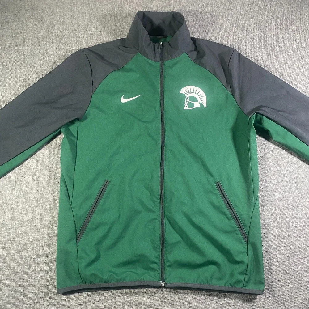 Nike Dri-Fit Michigan State Spartans Full Zip Jacket Men Medium Green Colorblock